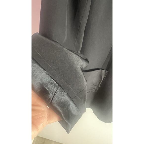 Garnet Hill 100%Silk Relaxed One Button Blazer Womens Size 12 Black Unstructured - Picture 7 of 13